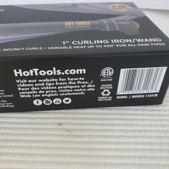 Hot Tools Professional Hot Curling Iron Wand 1181CN 24K Gold 1"  2019 New Box - Picture 6 of 9